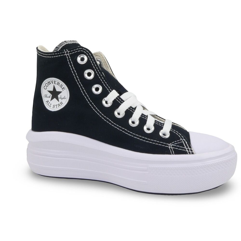 Converse Women's 6 Chuck Taylor All Star Move Platform Shoes Black/White 568497C